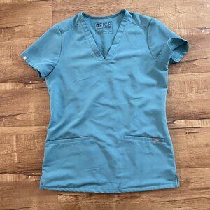 Women’s Figs Scrub‎ Top Blouse Blue Shirt Size Xxs 2XS